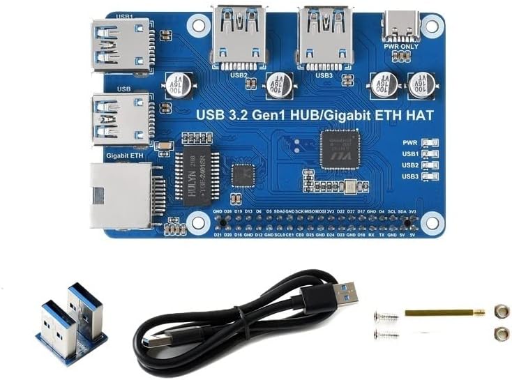 [אביזרי OEM] USB 3.2 Gen1 Hub Hat DC 5V לוח הרחבה עם 4X USB 3.2 יציאות GEN1 עבור Raspberry Pi 4B [החלפות]